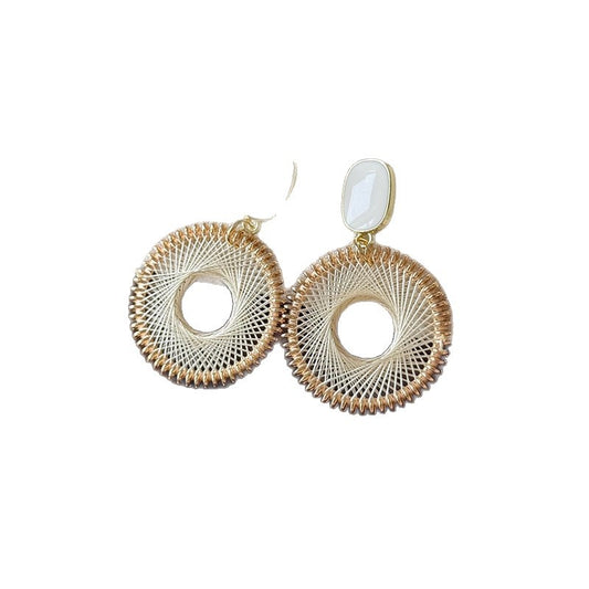 White oversized braided statement drop earrings - view 5