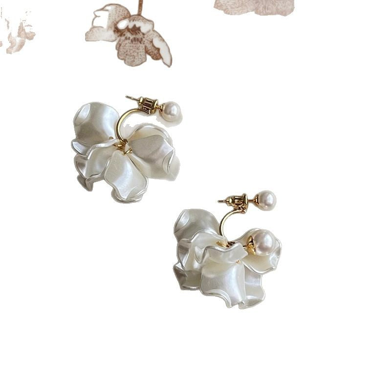Ivory floral faux pearl convertible drop earrings - view 5